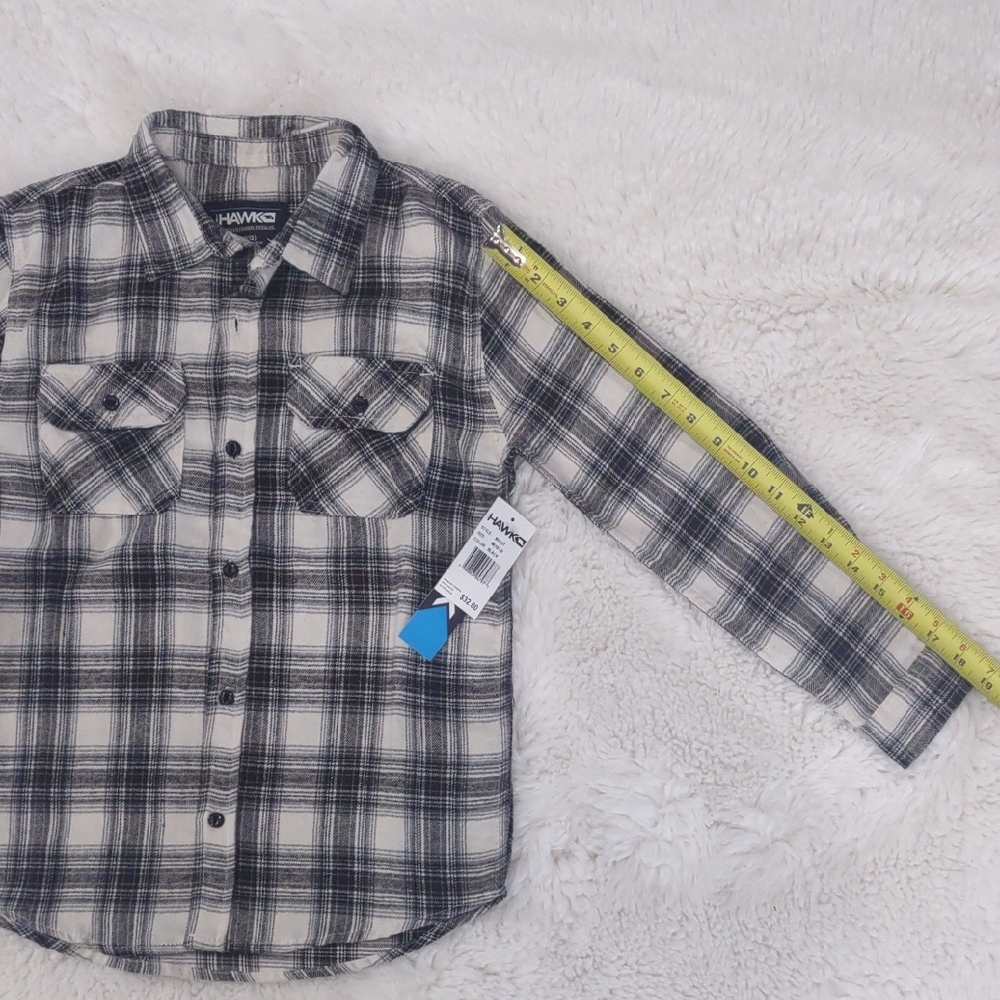 TONY HAWK Black and White , Brown Button Down Shirt Classic Plaid Design - Picture 14 of 17